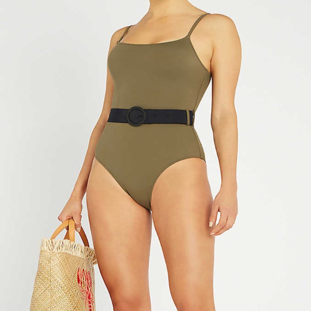 Solid & Striped The Nina Belt One Piece in Olive